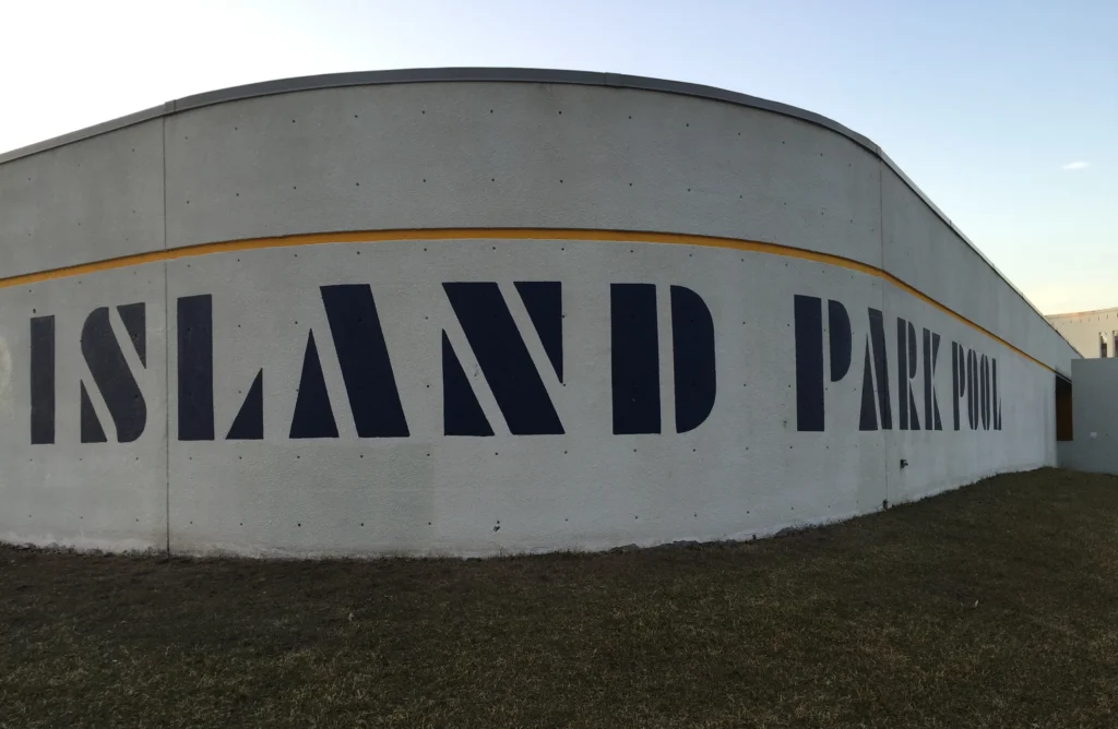 Exterior Signage for Island Park Pool complex in Fargo