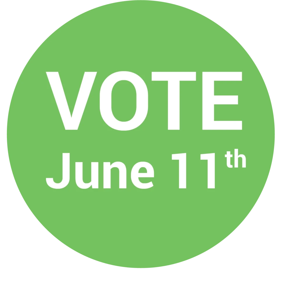 vote june 11th in a green circle